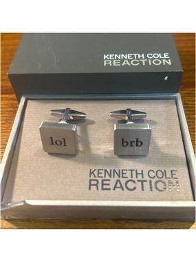 Men's Kenneth Cole Reaction Silver 'lol brb' Cuff Links One Size